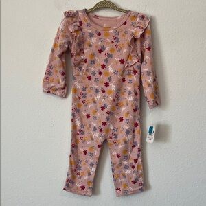 NWT BOUTIQUE Pink Floral Ruffle Long Sleeve Baby Jumpsuit 6-9 months